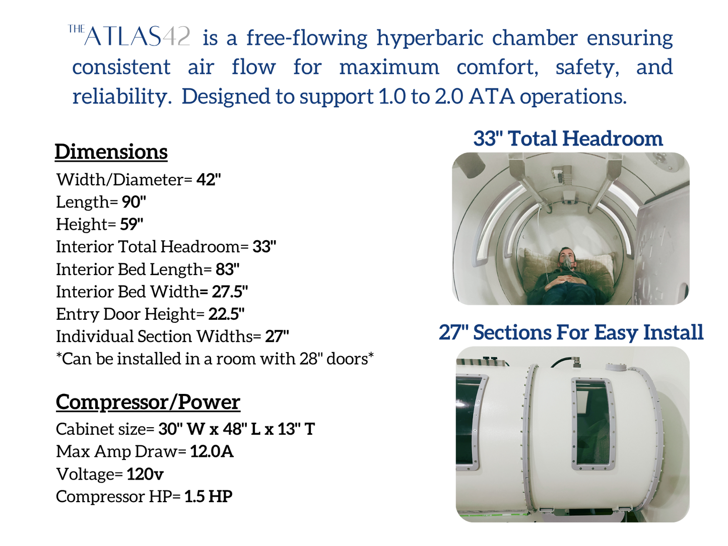 Atlas42 hyperbaric specs