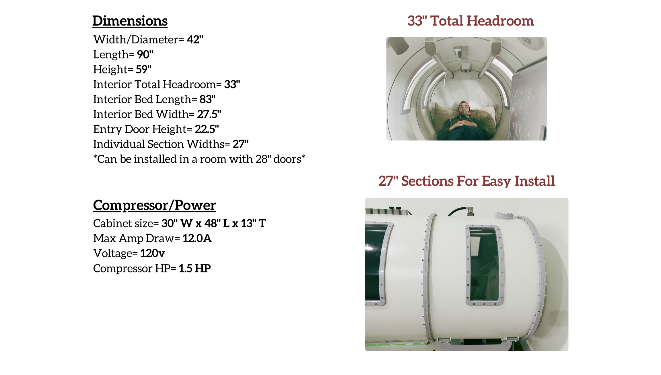 Atlas 42 hyperbaric chamber specs
